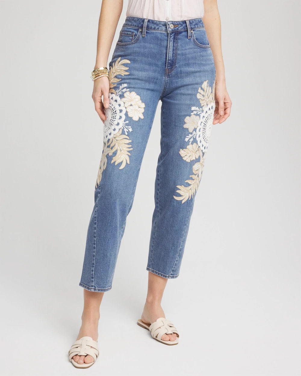 Embellished Tapered Cropped Jean