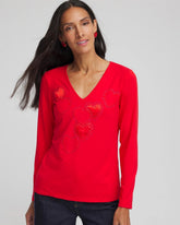 Embellished Heart V-Neck Tee