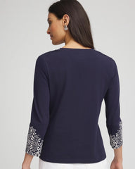 Chic Scroll 3/4 Sleeve Perfect Tee