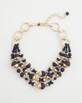 Gold & Navy Bead Necklace