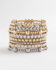 Silver-tone Medium Bead Stretch Bracelet