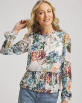 Rose Print Crinkle Top
