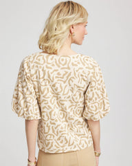 Animal Print Bubble Sleeve Top