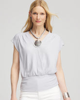 Foiled Knit Banded Bottom Top