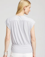 Foiled Knit Banded Bottom Top