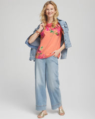 Floral Cap-Sleeve Tee