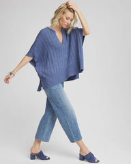 Open-Knit Splitneck Poncho