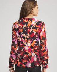Printed Chiffon Peplum Top