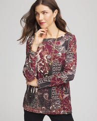 Printed Pima Cotton Bateau-Neck Tee