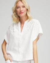 Embroidered Dolman Sleeved Linen Blouse