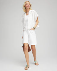 Embroidered Dolman Sleeved Linen Blouse