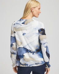 Foil Ocean Print Crinkle Top