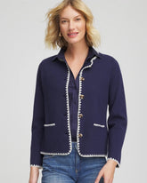 Blanket Stitch Crewneck Cardigan