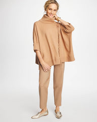 Cowlneck Knit Fringe Poncho
