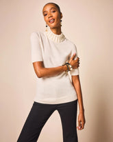 Cashmere Pearl Mockneck Sweater