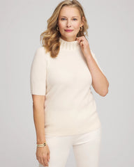 Cashmere Pearl Mockneck Sweater