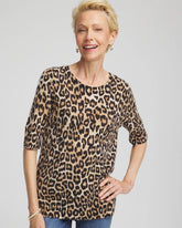 Cashmere Animal Elbow-Sleeve Pullover