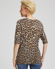Cashmere Animal Elbow-Sleeve Pullover