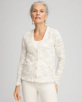 Fringe Textured V-Neck Cardigan