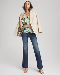 Printed Dolman V-Neck Pullover Sweater