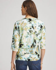 Printed Dolman V-Neck Pullover Sweater