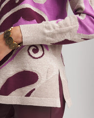 Intarsia Knit V-Neck Pullover Sweater