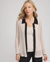 Pointelle Polo Cardigan