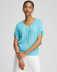 Sequin V-Neck Pullover Sweater
