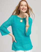 Pointelle Bateau-Neck Pullover Sweater
