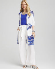 Island Motif Pointelle Long Cardigan