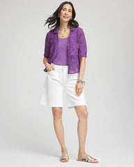 Palm-Frond Crochet-Lace Shacket