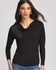 Embellished Cowlneck Dolman Tee
