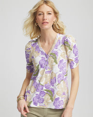 Floral Slub Henley Tee