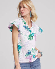 Notch Neck Cap Sleeve Tee