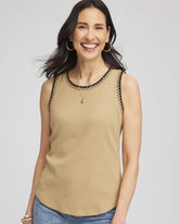Contrast-Trim Ribbed Cotton Tank Top