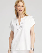 Paillette Trim Cotton Slub Tee