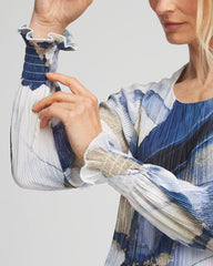 Foil Ocean Print Crinkle Top