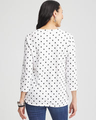 Polka-Dot Slub Scoop-Neck Tee