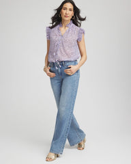 Cheetah Print Ruffle-Collar Blouse