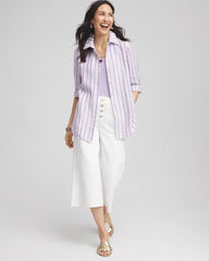 No Iron™ Plum Striped Linen Shirt