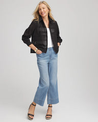 Embroidered Eyelet Collared Shirt