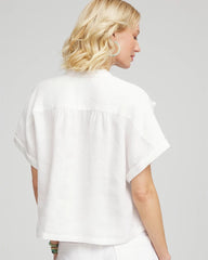 Embroidered Dolman Sleeved Linen Blouse