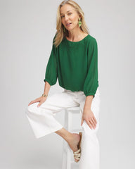 Embroidered Crinkle Chiffon Blouse