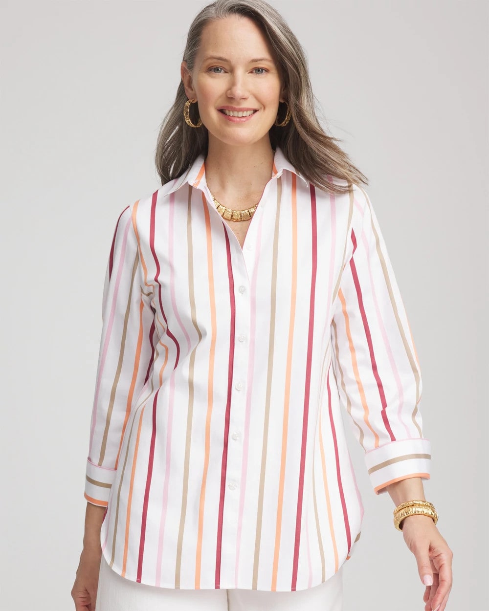 No Iron™ Striped Stretch-Sateen Shirt