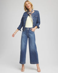 Double Stitch Wide-Leg Cropped Pants