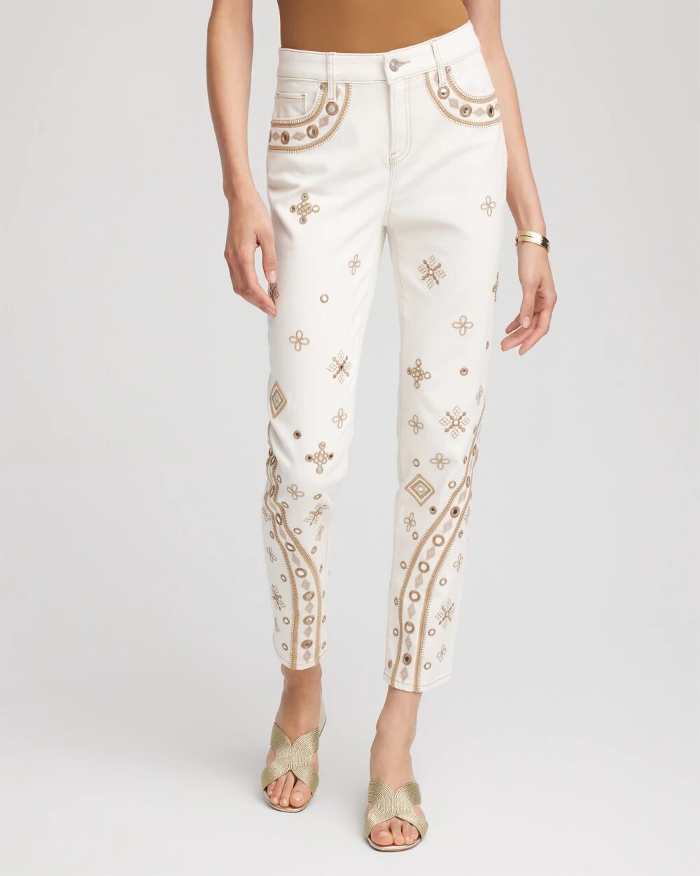 Embellished Girlfriend Slim Ankle Jeans