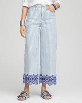 Eyelet High-Rise Wide Cropped Jeans