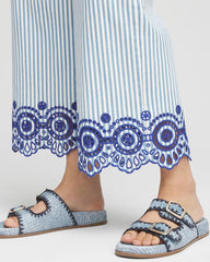 Eyelet High-Rise Wide Cropped Jeans