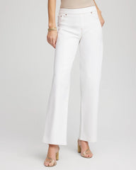 Petite Seeded Pull-On Wide-Leg Jeans