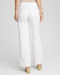 Petite Seeded Pull-On Wide-Leg Jeans